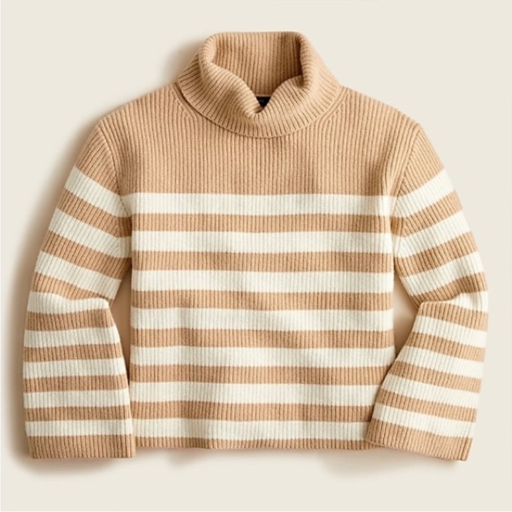 J. Crew Wool and recycled cashmere relaxed turtleneck in stripe medium